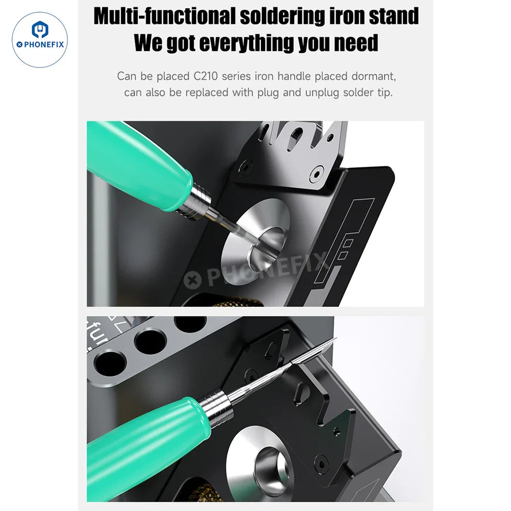 PhoneFix RS5 mechanic multi-function welding table with soldering iron stand for repair and electronics work.