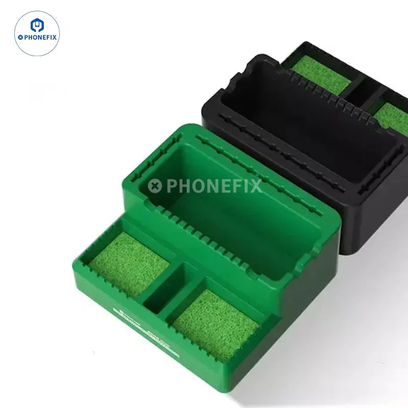 Green MIJING LT-15 soldering iron companion with cleaning and storage area, repair assist tool by PHONEFIX.