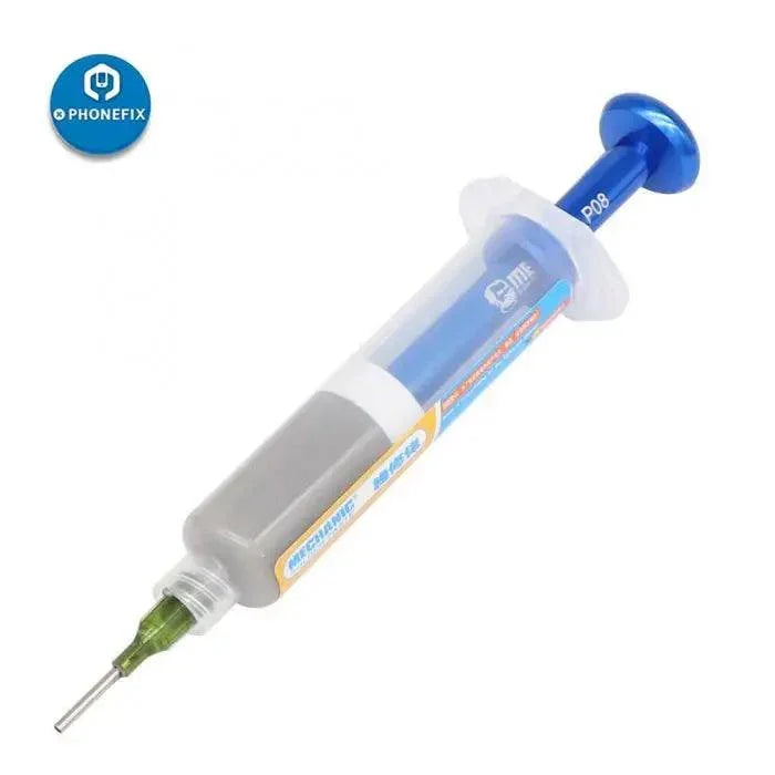 Distributeur de pâte à souder PHONEFIX avec aiguille pour une application précise du flux de soudage, outil d'assistance à la réparation pour le soudage électronique.
