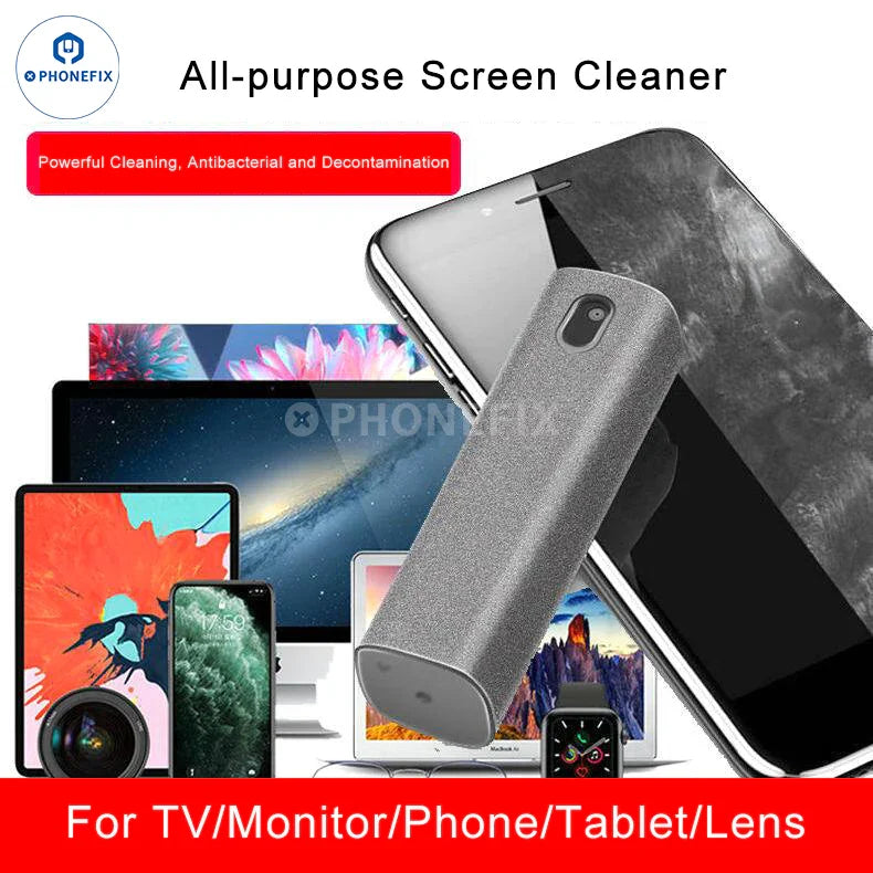 PHONEFIX portable spray and wipe phone screen cleaner with integrated spray for effective cleaning and repair assistance.