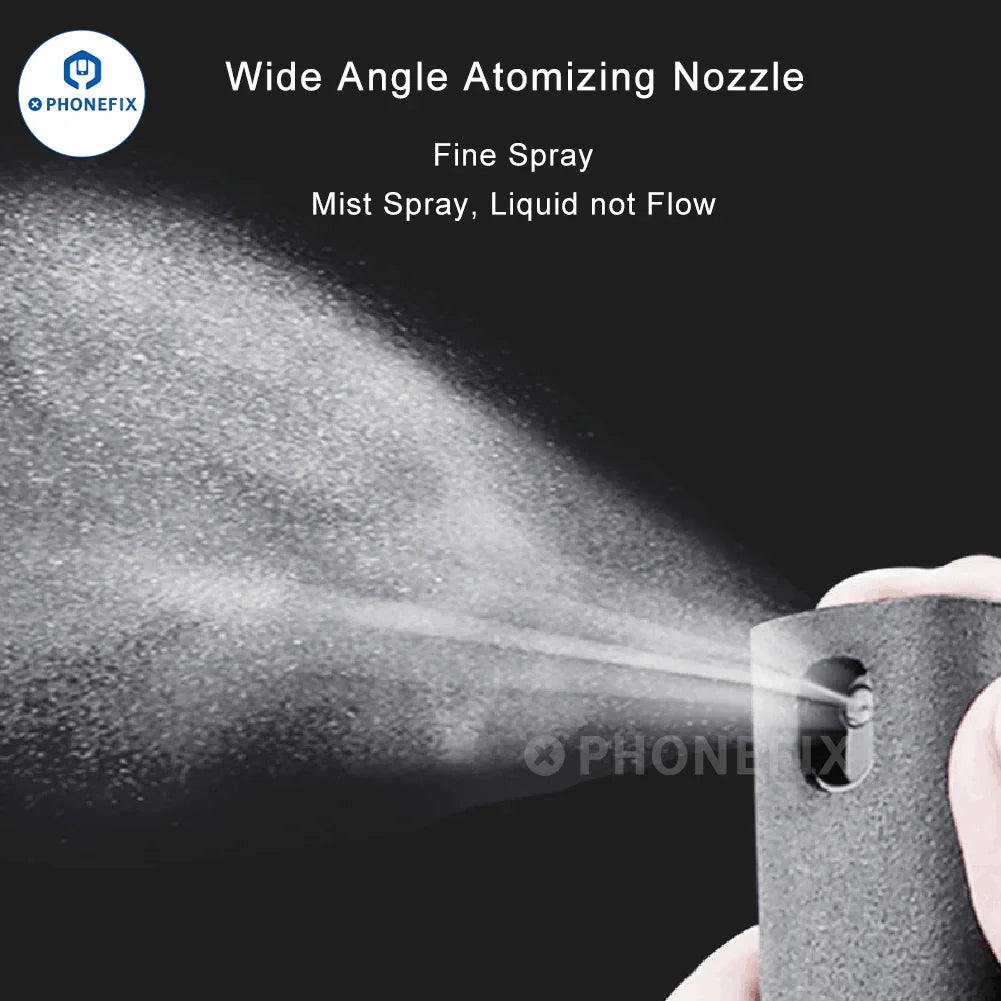 PHONEFIX portable spray and wipe cleaner for phone screens, compact repair assist tool with integrated cleaning spray.