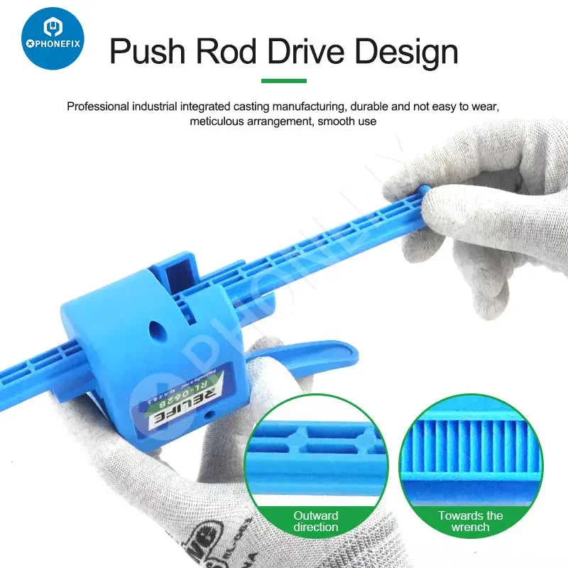 PhoneFix manual glue gun and solder flux dispenser, repair assist tools RL-062A, RL-062B, RL-062C for precise adhesive application.
