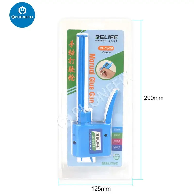PhoneFix manual glue gun and solder flux dispenser from RL-062 series, repair assist tools for precise glue and flux application.
