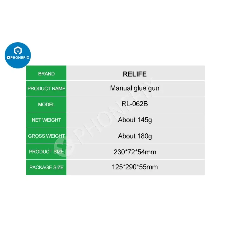 PHONEFIX manual glue gun and solder flux dispenser RL-062A, RL-062B, RL-062C for repair assist tools with precise application.