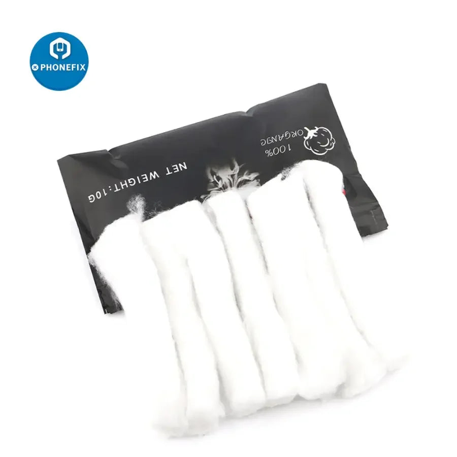 PhoneFix electronic cigarette organic cotton for RDA and RBA tank atomizer heating, repair assist tool for vaping devices.