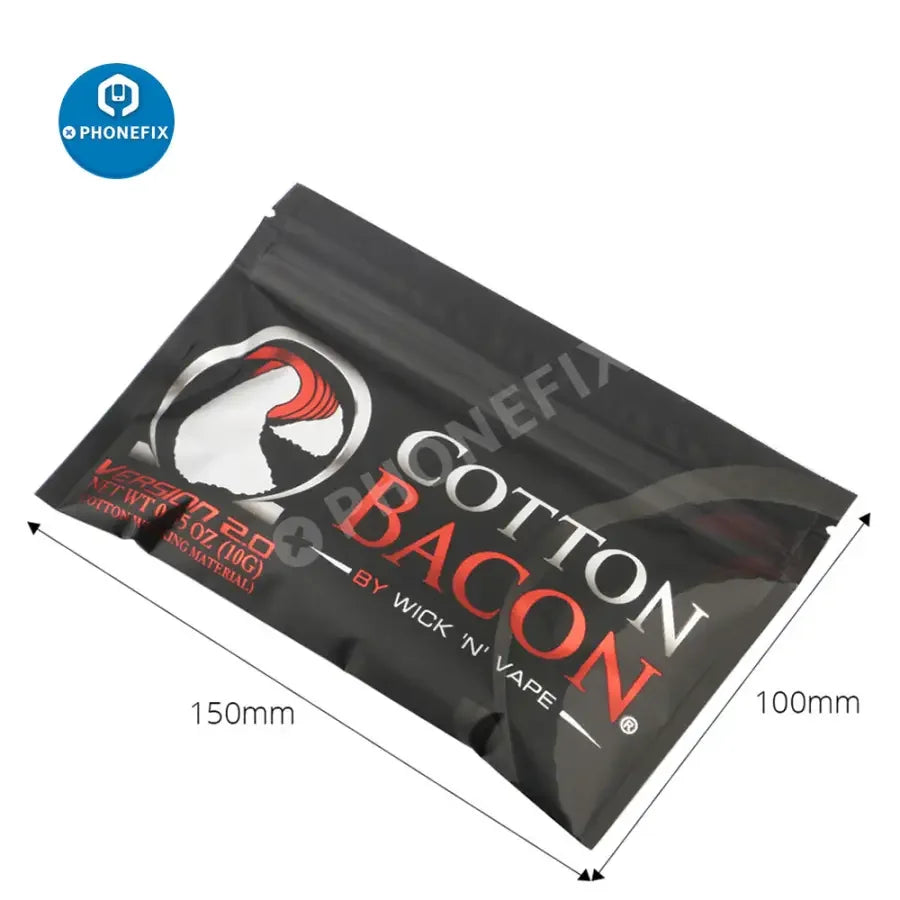 Organic cotton for electronic cigarette RDA and RBA tank atomizer, repair assist tool from PHONEFIX for heating and coil building.
