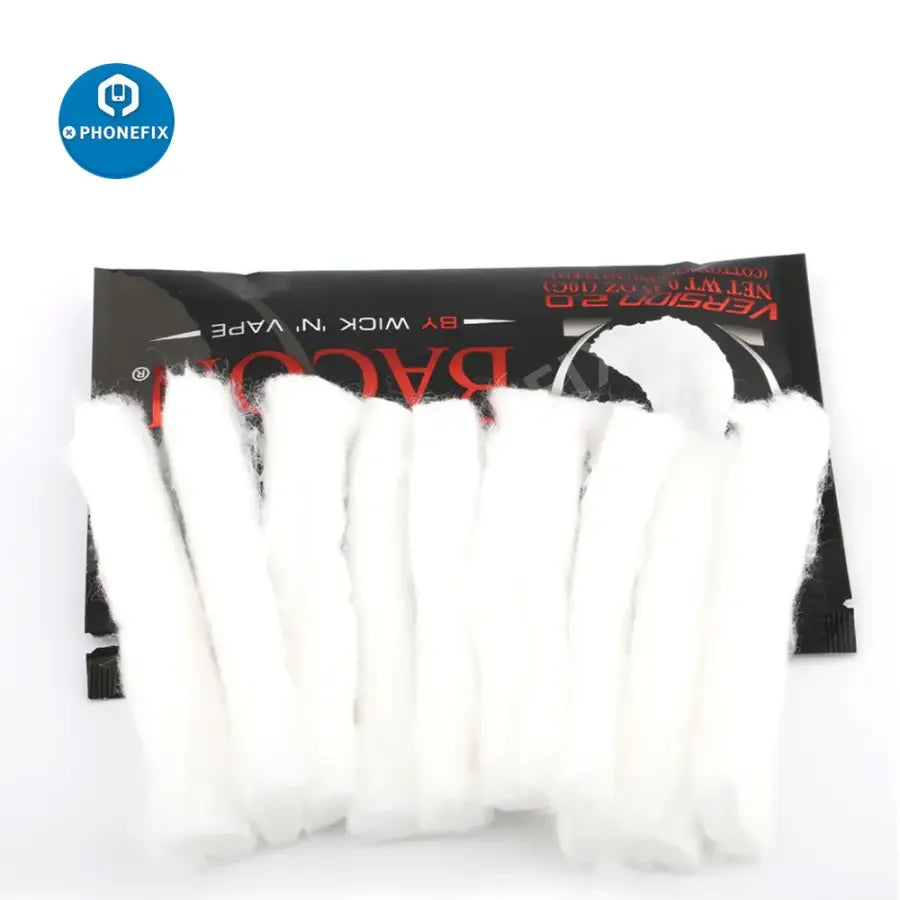 PHONEFIX organic cotton for electronic cigarette RDA RBA tank atomizer heating, repair assist tool for vaping devices.
