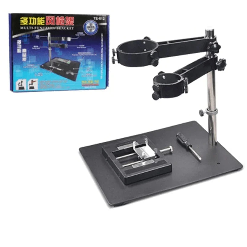 PHONEFIX universal hot air gun clamp bracket for rework stations, soldering holder, repair assist tool for electronics repair.
