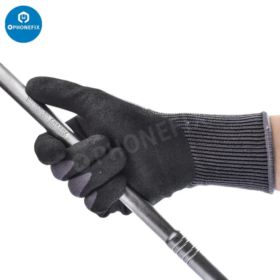 PAIR of PHONEFIX non-slip cut-resistant protective gloves for safe work, designed for repair assist tasks.