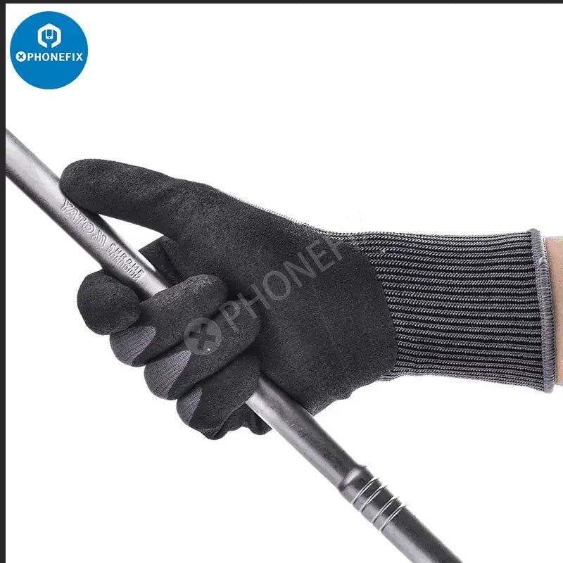 Pair of PHONEFIX non-slip cut-resistant protective gloves for safe work, ideal for repair assist tools and handling sharp objects.
