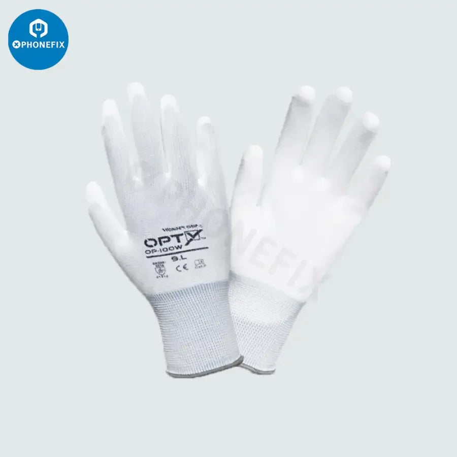 PhoneFix non-slip anti-static safety gloves with PU coating, ideal for repair assist tools, providing grip and static protection.
