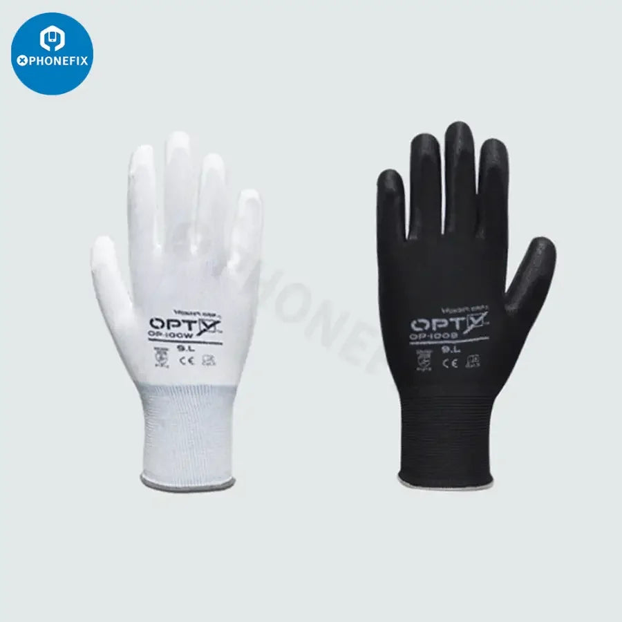 PhoneFix non-slip anti-static safety gloves with PU coating, repair assist tools for safe handling and precision work.
