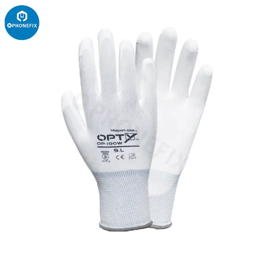 PhoneFix repair assist tools non-slip anti-static safety gloves with PU coating, designed for safe electronic repairs.