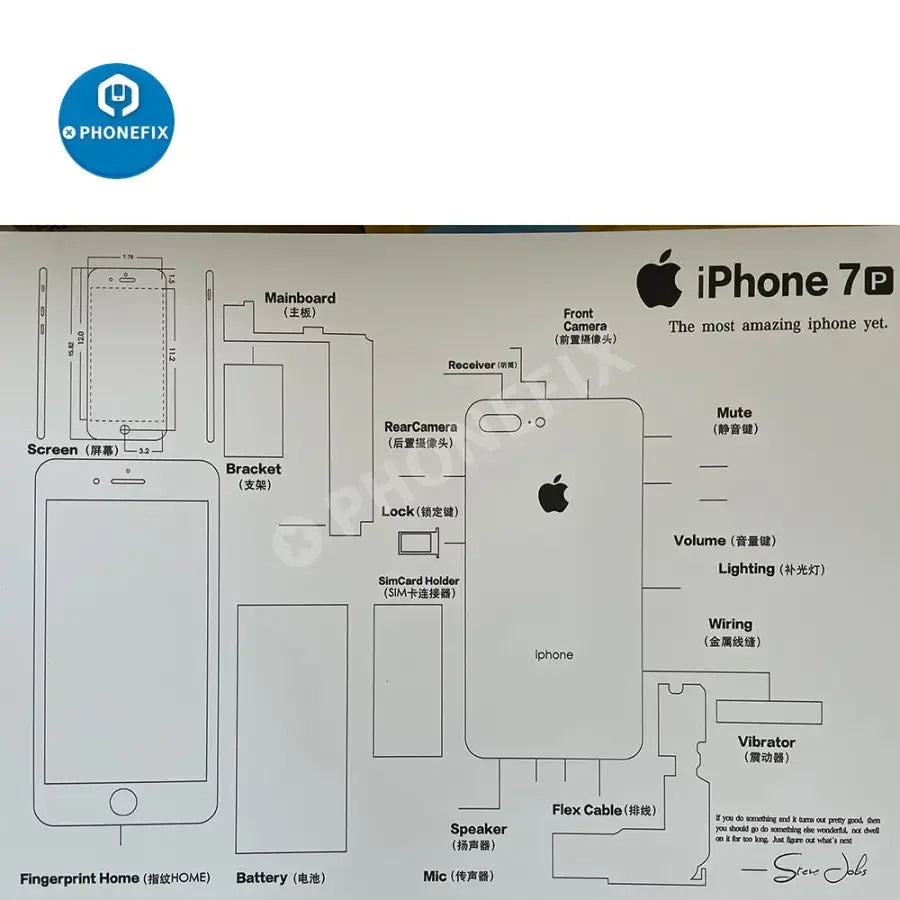 Apple 3D disassemble photo frame for old iPhone collections, framed, Repair Assist Tools by PHONEFIX, displayed on a white background.