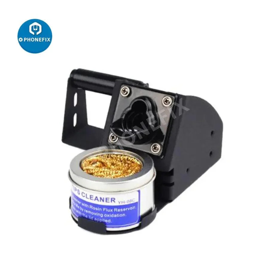 YIHUA soldering iron stand holder with tin cleaner sponge, repair assist tool for safe soldering and tip cleaning.