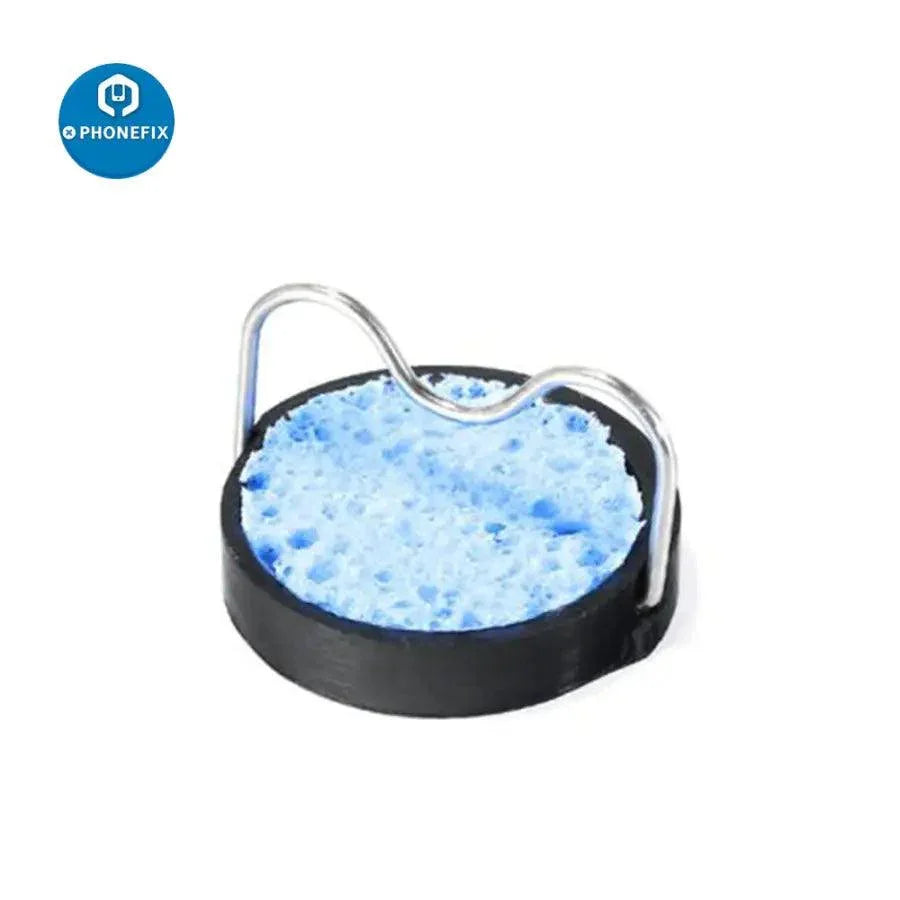 YIHUA soldering iron stand holder with tin cleaner sponge, repair assist tool for electronics repair, black metal and sponge components