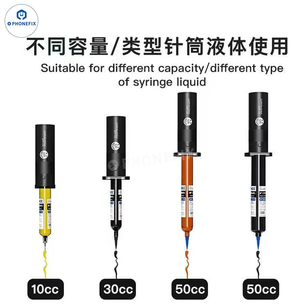 PHONEFIX glue dispenser for PCB and LCD repair, one-click adhesive dispensing tool for precise application and electronics repair.