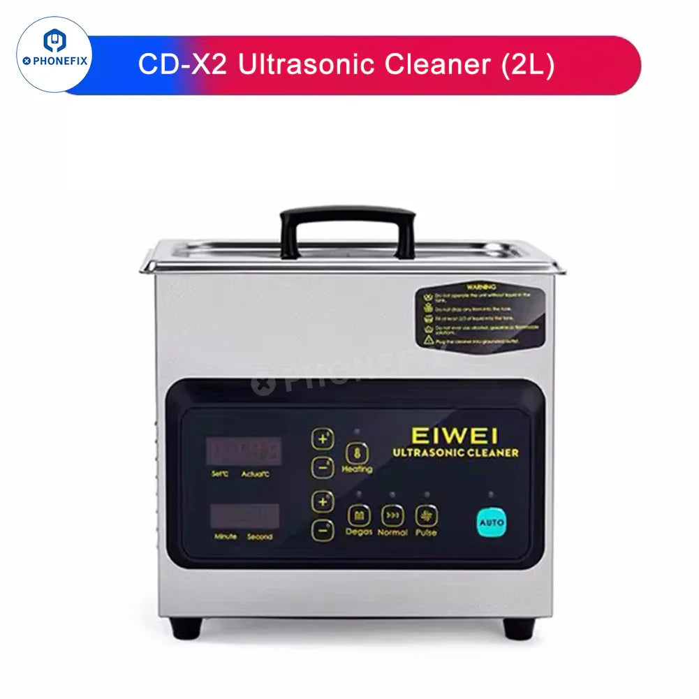 PHONEFIX YCS Ultrasonic Cleaner for phones, PCBs, ICs, and camera parts, used for precise electronic device cleaning.
