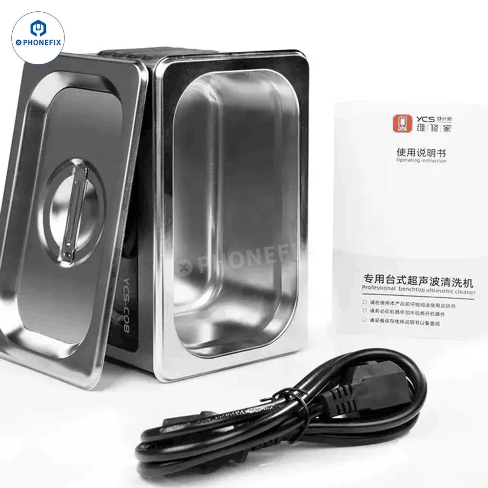 PHONEFIX YCS Ultrasonic Cleaner for phone PCB, IC, and camera cleaning, repair assist tool with ultrasonic washing water.