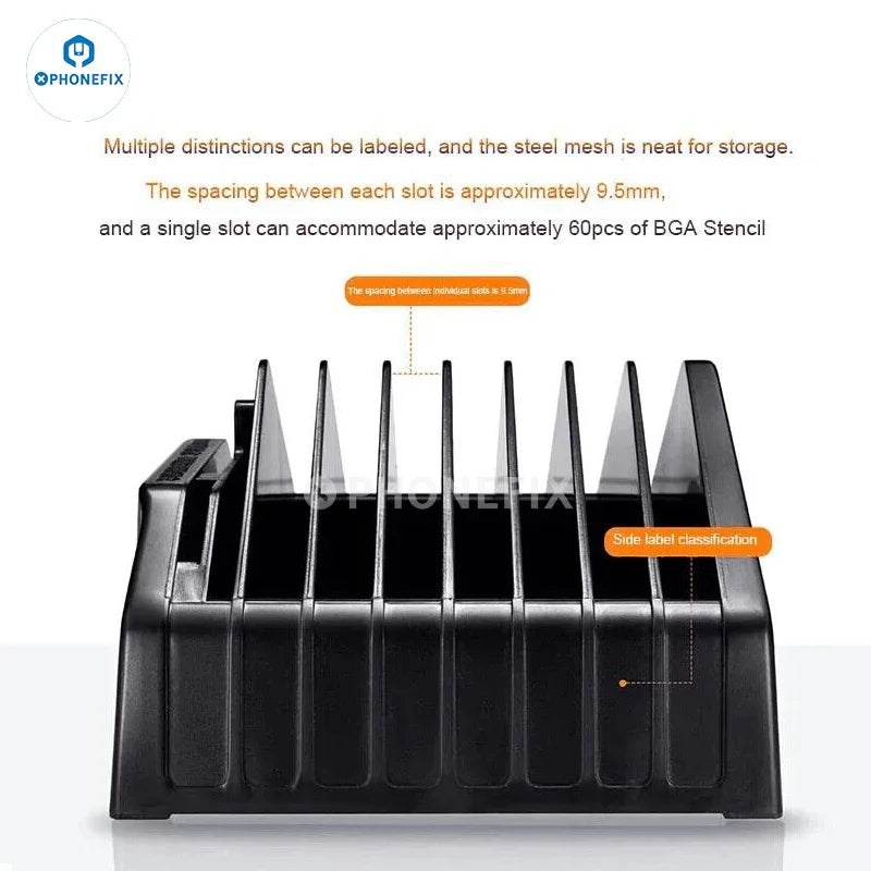 PhoneFix BGA Reballing Stencil Storage Box with steel mesh for repair assist tools, ideal for organizing BGA reballing stencils.