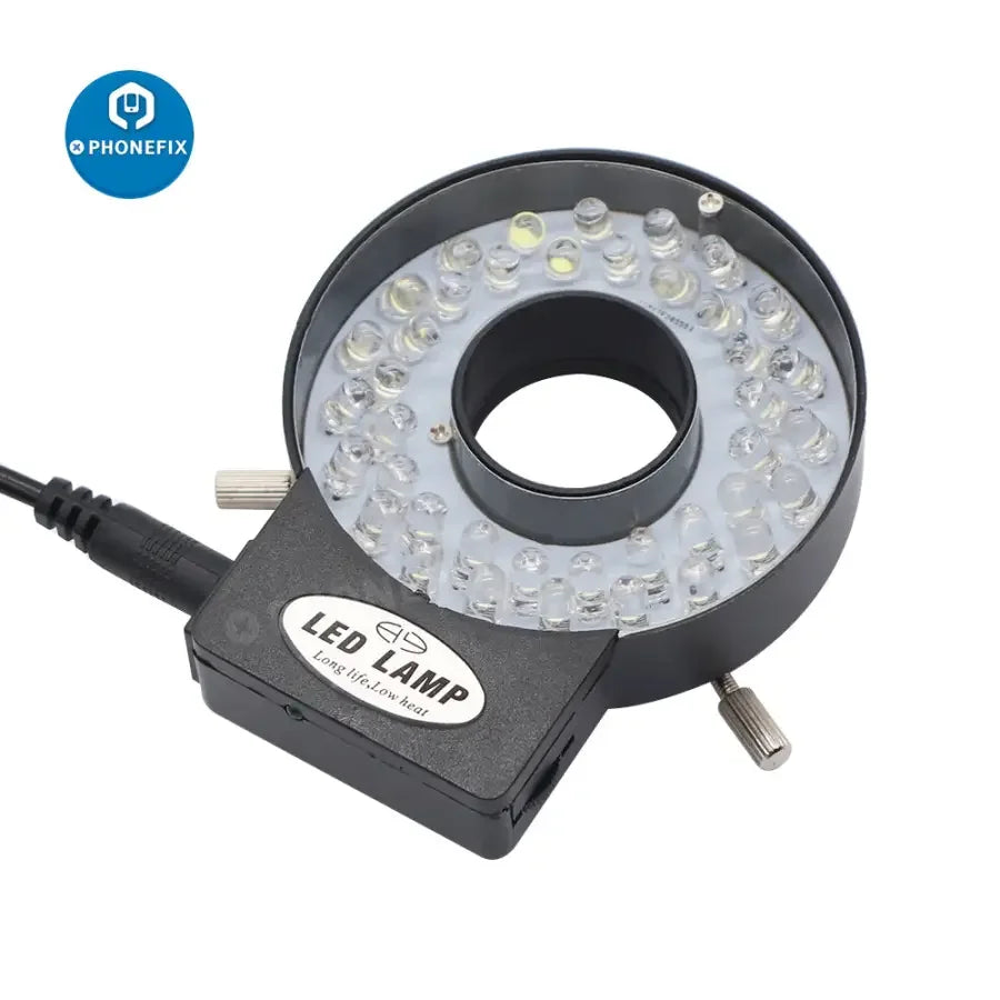 Anneau lumineux pour microscope PHONEFIX de 47 mm avec 40 LED, conçu pour l'éclairage des caméras industrielles.