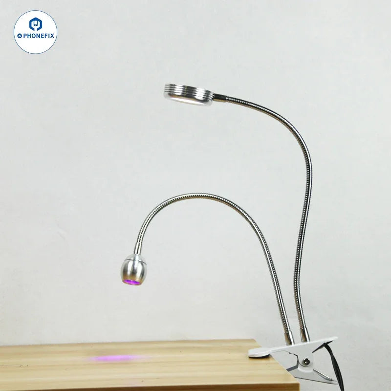 PHONEFIX 5V USB LED curing light ring lamp with dual tubes, shadowless UV glue curing for precise nail or craft applications