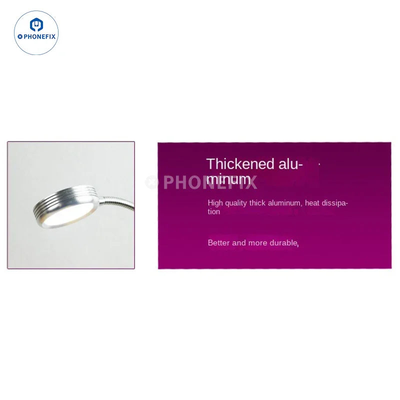 PHONEFIX 5V USB LED ring light with dual tube UV curing lamp, shadowless UV glue curing light for precise nail or craft work.
