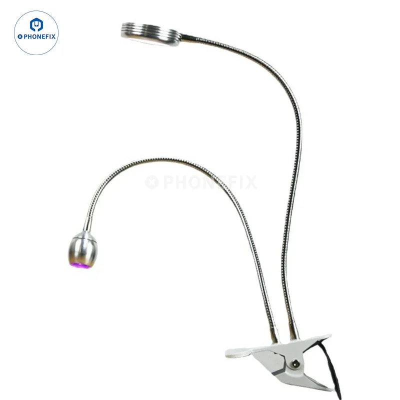 PHONEFIX 5V USB LED curing light ring lamp with dual UV tubes, shadowless design for precise UV glue curing.