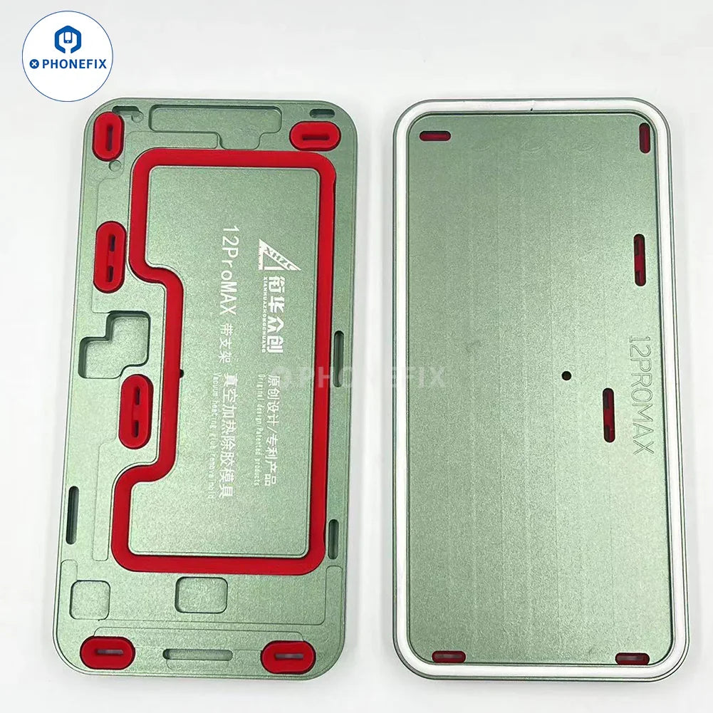 PHONEFIX iPhone 12-15 Pro Max screen vacuum heating glue removal mold for screen alignment and repair.