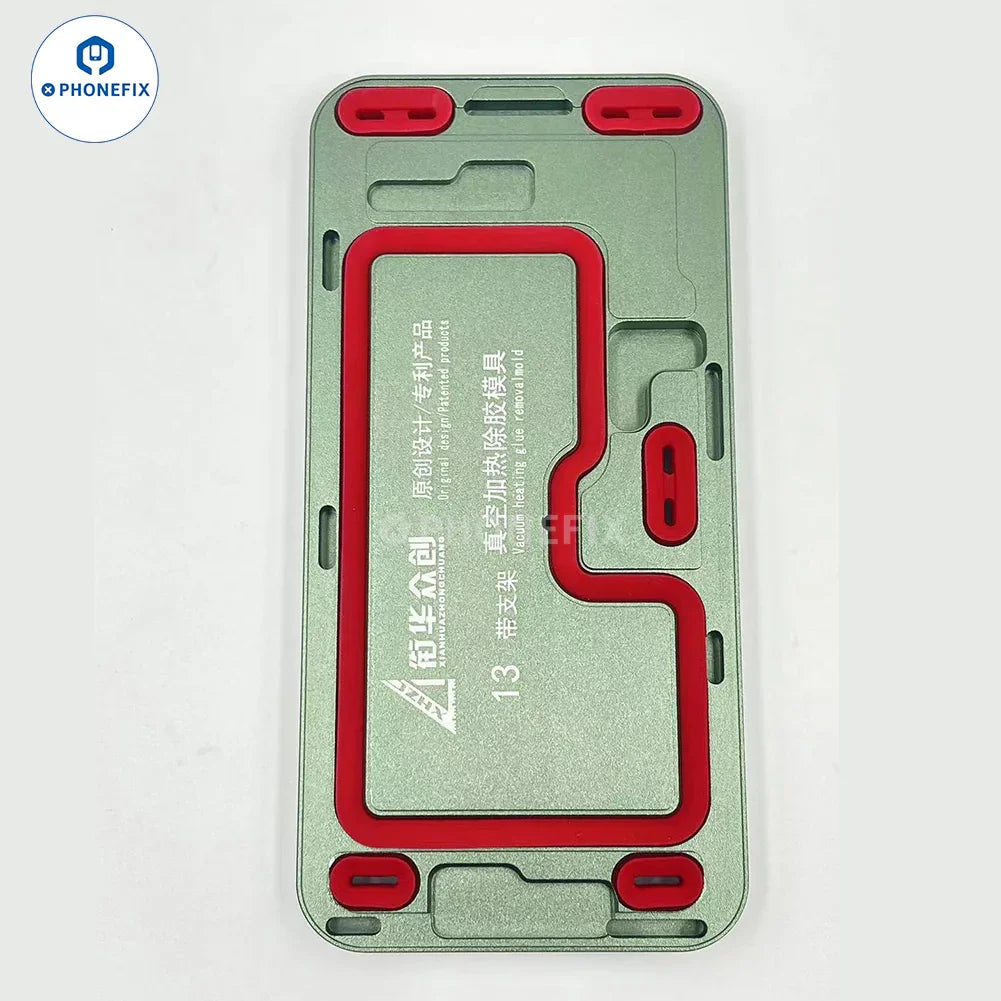 PHONEFIX iPhone 12-15 Pro Max screen vacuum heating glue removal mold for precise screen alignment and repair.