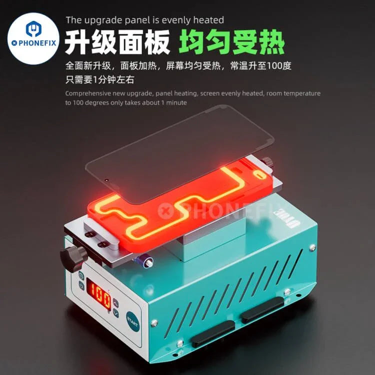 PhoneFix iPhone 12-15 Pro Max screen alignment mold for vacuum heating glue removal, featuring precise plastic guide for screen repair.