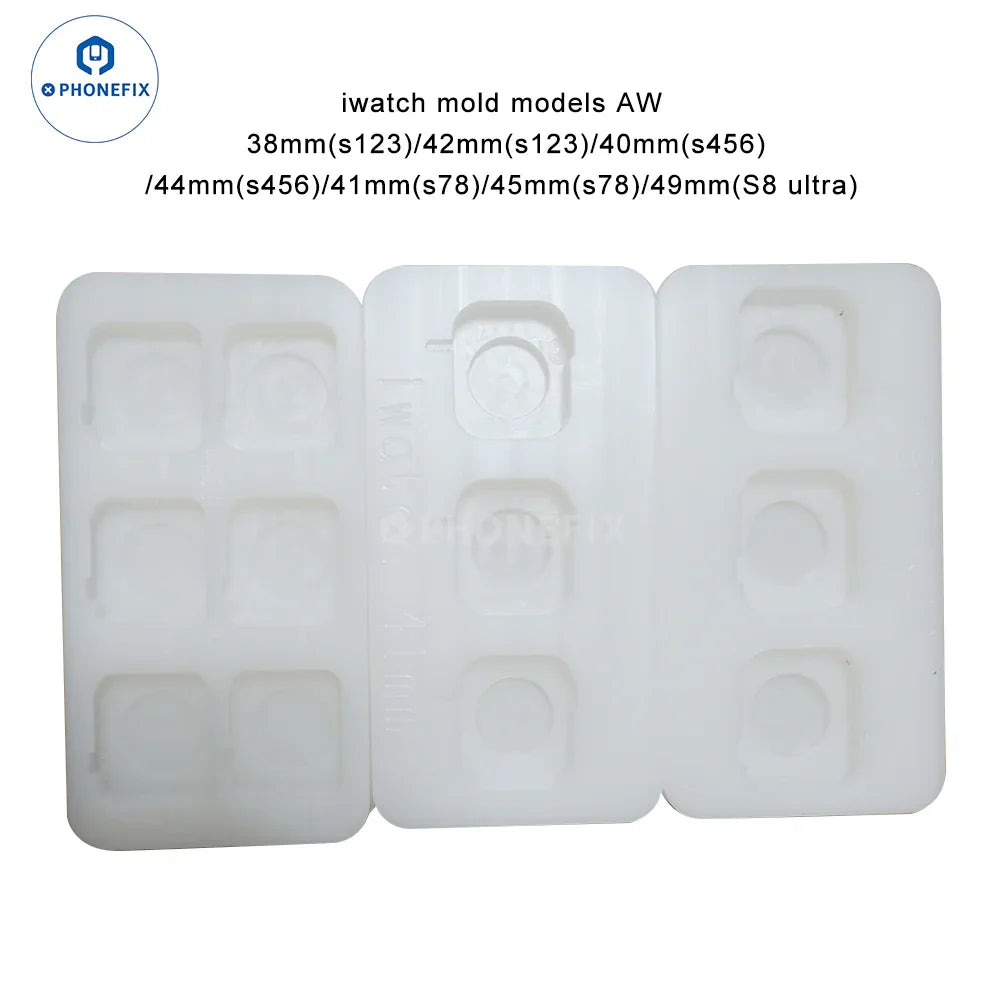 PhoneFix screen polishing mold for iPhone, iWatch, and Android phones, used for precise screen alignment and polishing.