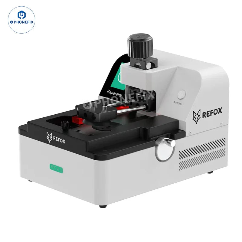 REFOX RF40 iSeparator for iPhone X to Pro Max screen heating separation, showing a screen frame separator tool in use.