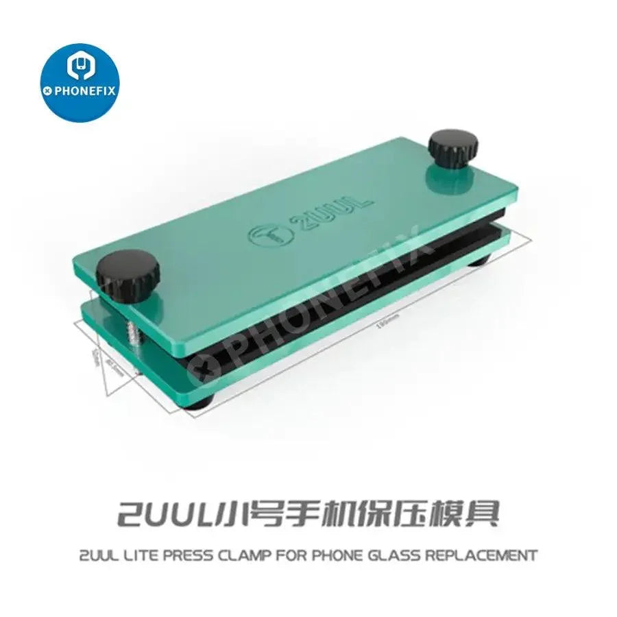 PhoneFix 2UUL universal press clamp for phone and tablet screen opening, securely holding devices during repairs.