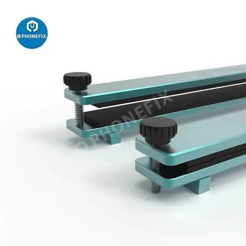 Universal press clamp fixture for phone and tablet screens, designed for secure pressure application by PHONEFIX.