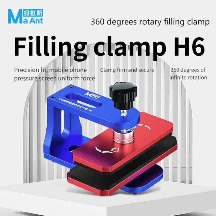 PHONEFIX 2UUL Universal Press Clamp Phone and Tablet Screen Fixture showing adjustable pressure clamp for screen installation.