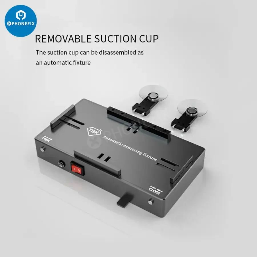 PhoneFix TBK 205 automatic centering fixture for screen opening, protective positioning mold for precise phone screen repairs.