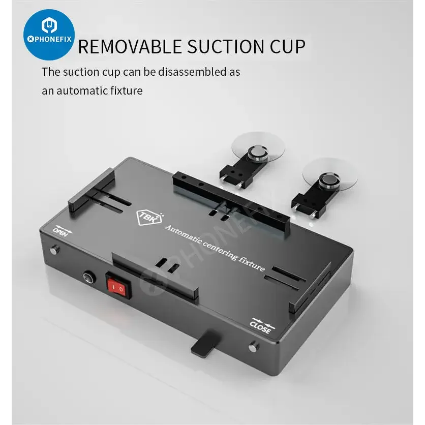 Phonefix TBK 205 automatic centering fixture for screen opening, protective positioning mold for precise phone repair.