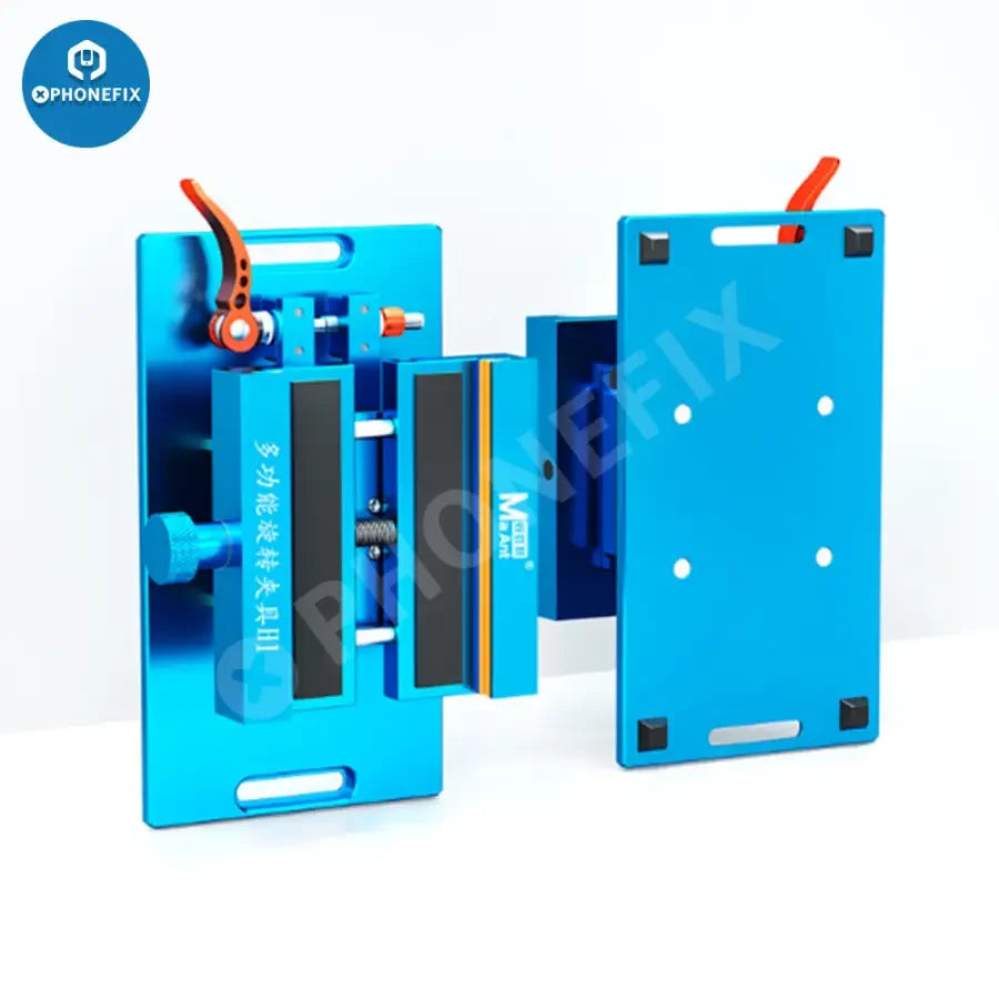 PHONEFIX Universal H1 H2 rotatable holder fixture for iPhone back cover glass, used for screen opening and repair.
