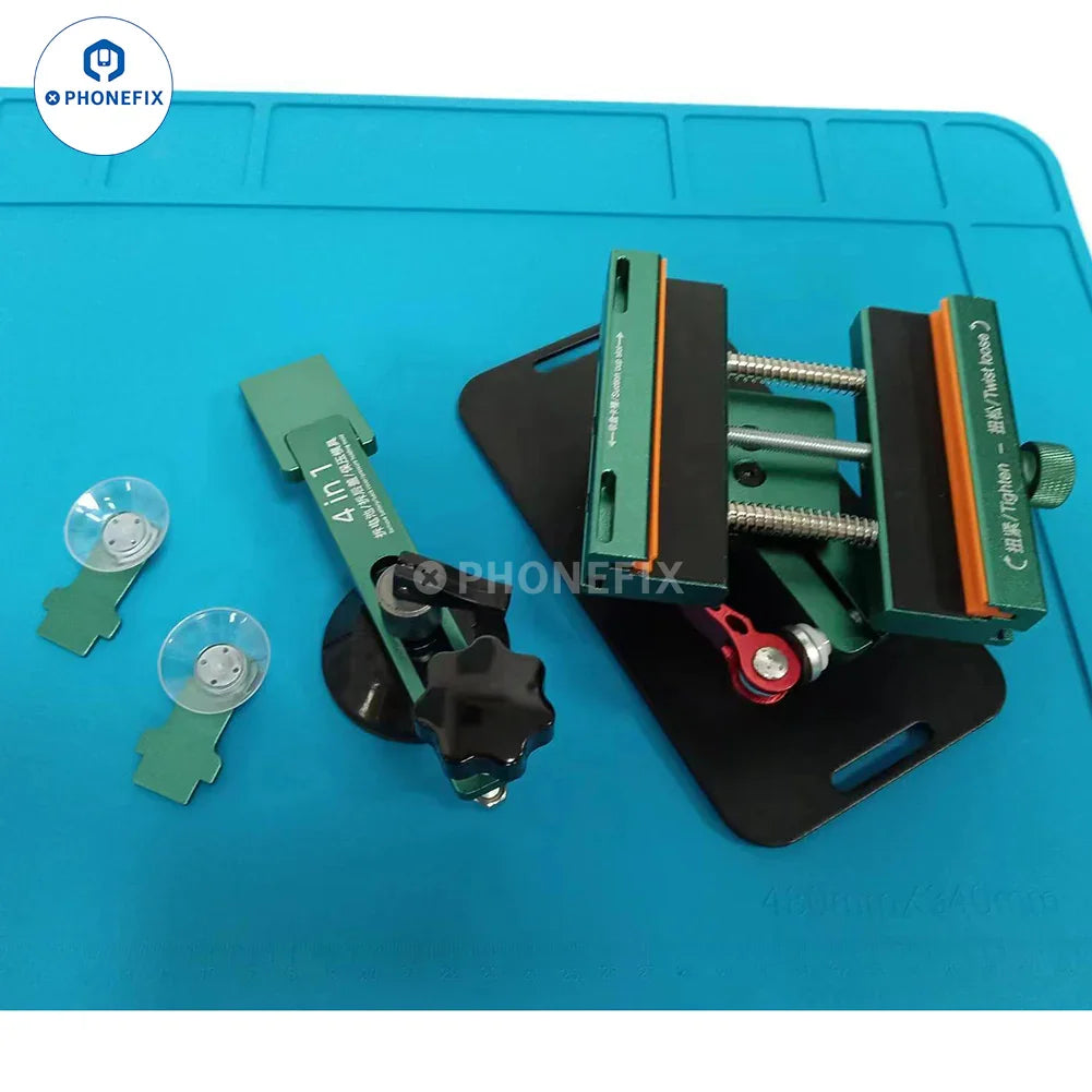 PHONEFIX Universal H1 H2 rotatable holder fixture jig for iPhone back cover glass, used for screen opening and repair.