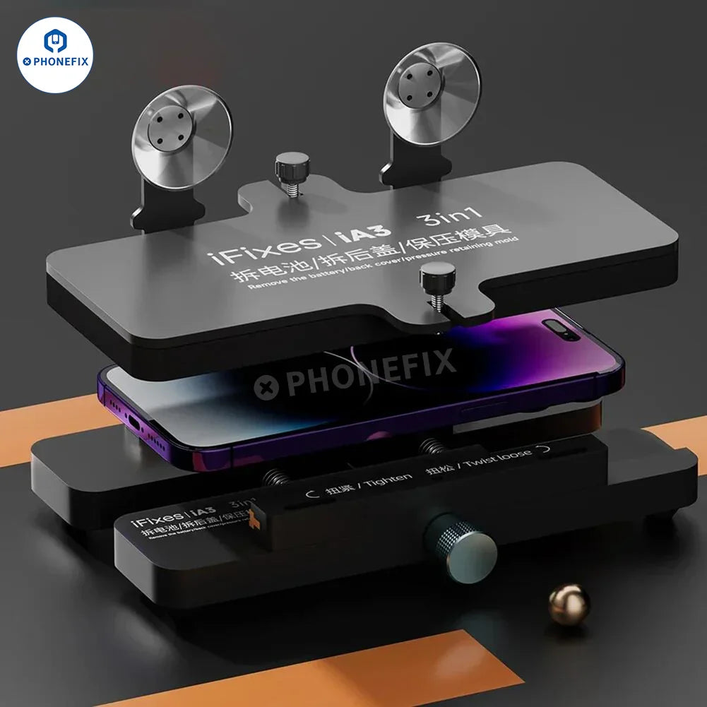 iFixes iCF6 Phone Screen Separator and Mid Frame Correction Clamp by PHONEFIX, used for precise screen opening and frame correction.