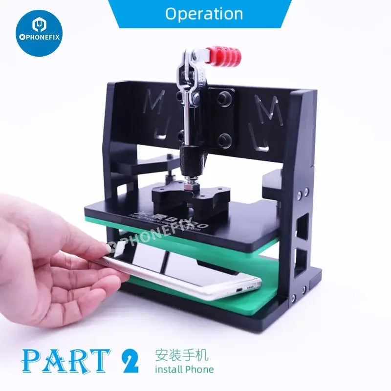 PhoneFix MIJING BY-20 pressure retaining platform fixture for LCD screen opening and clamping during repair.