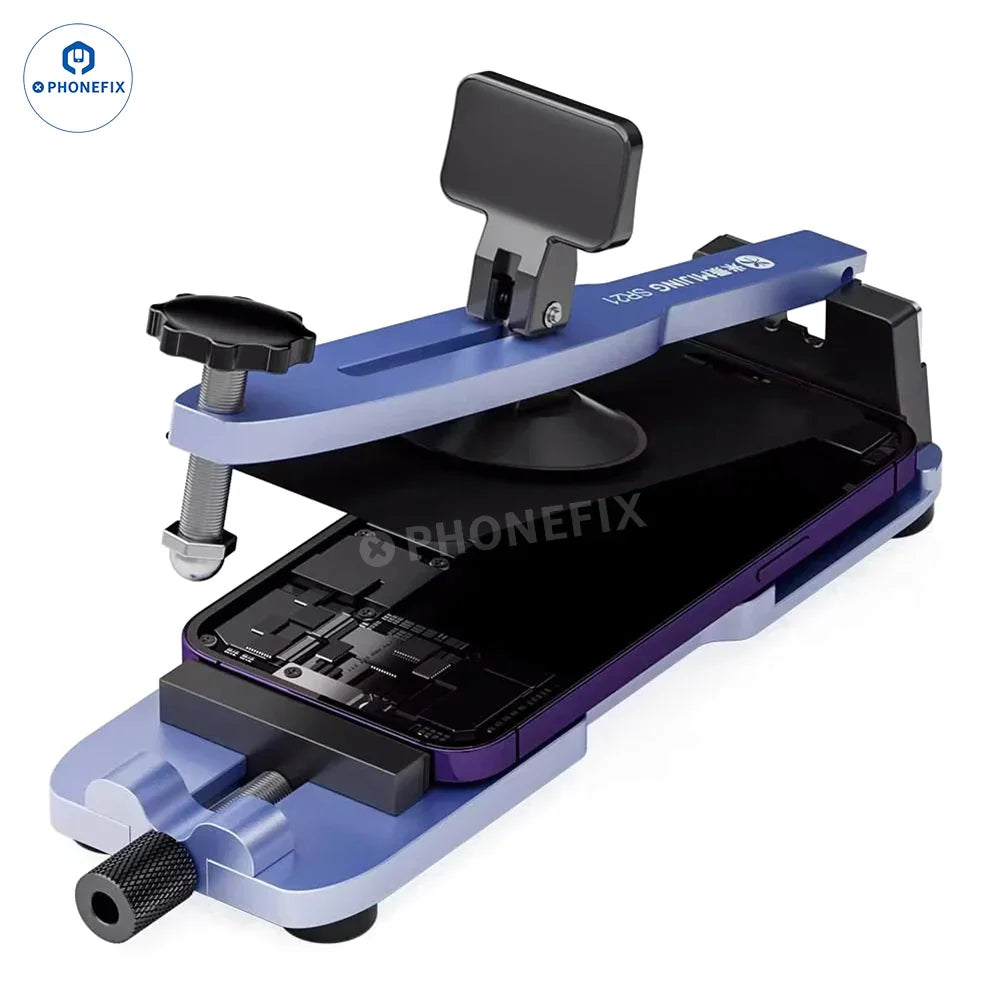 Dispositivo de apertura de pantalla PHONEFIX MIJING SR20 SR21 SR25 para la extracción de pantallas LCD de teléfonos y tabletas, que muestra la configuración precisa de la herramienta.