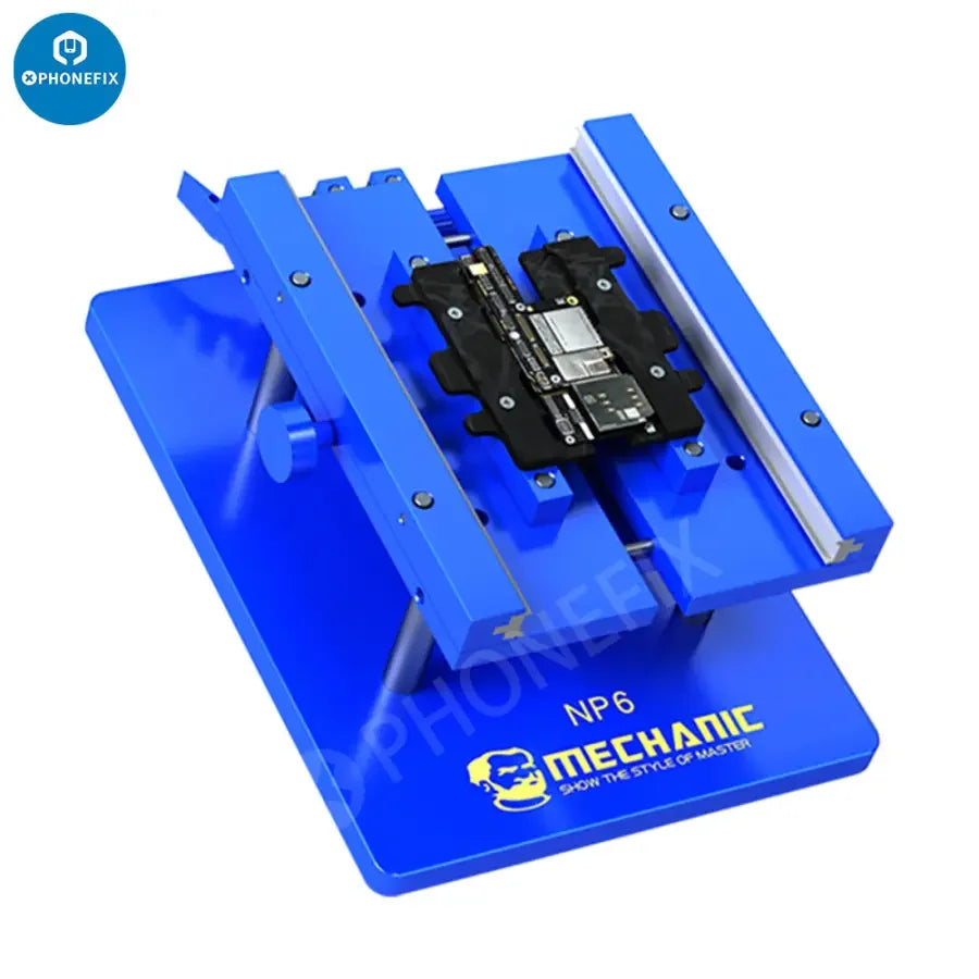 PhoneFix MECHANIC NP6 360° rotating fixture for fixing glass back covers in screen opening repairs.
