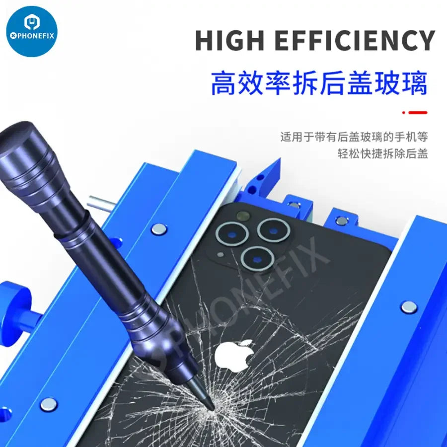 PhoneFix MECHANIC NP6 360° rotating fixture for glass back cover fixing, used for screen opening and repair.