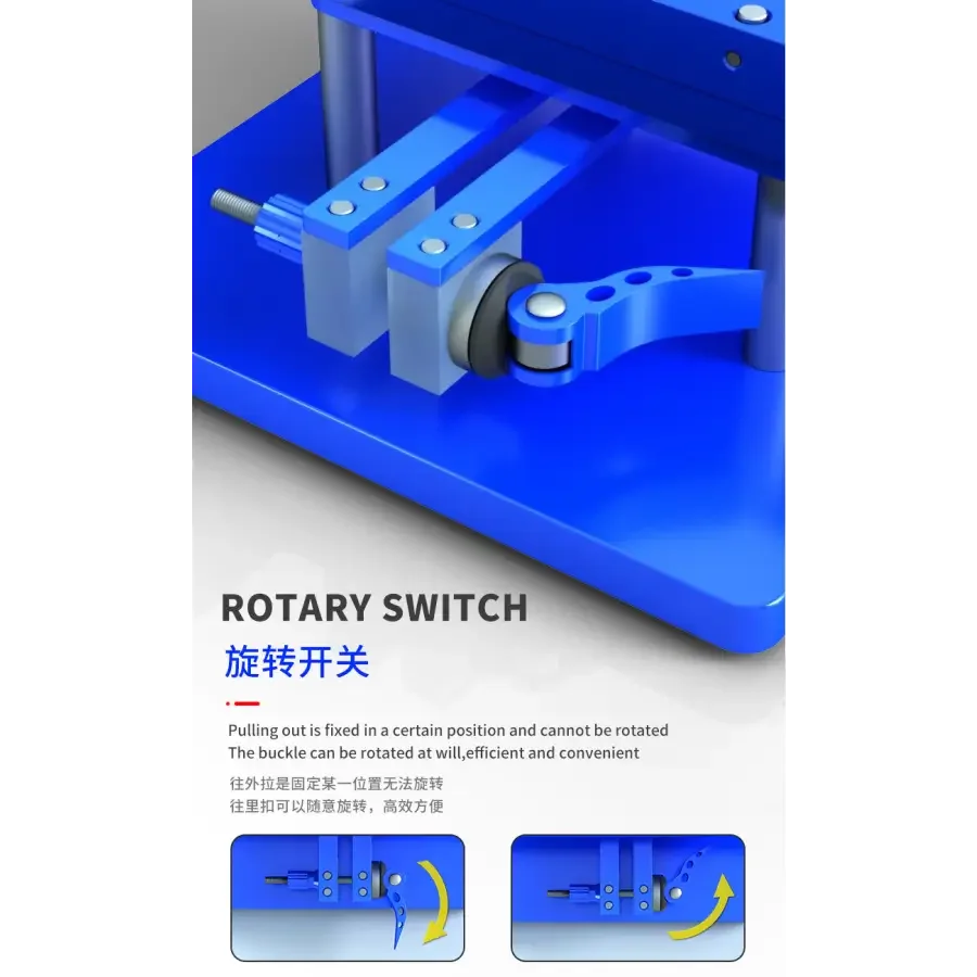 PhoneFix MECHANIC NP6 360° rotating fixture for fixing glass back covers during screen opening repairs.