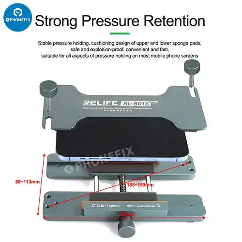 PhoneFix RELIFE RL-601S Mini Dismantling Screen Pressure Holding Fixture for screen opening and repair.
