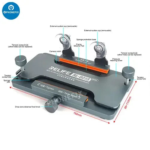 PhoneFix RELIFE RL-601S Mini Dismantling Screen Pressure Holding Fixture for phone screen opening and repair.