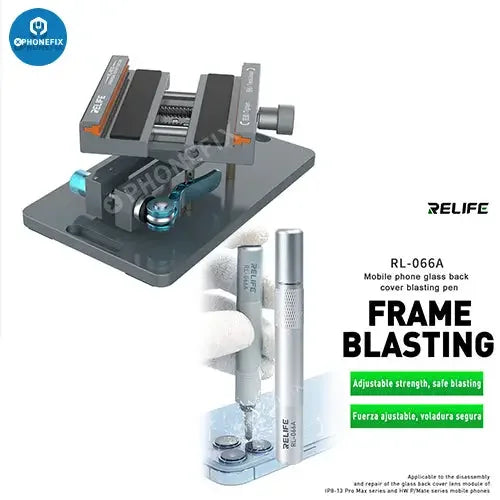 PhoneFix RL-601S mobile phone rear glass cover removal tool with rotating fixture for screen opening repair.