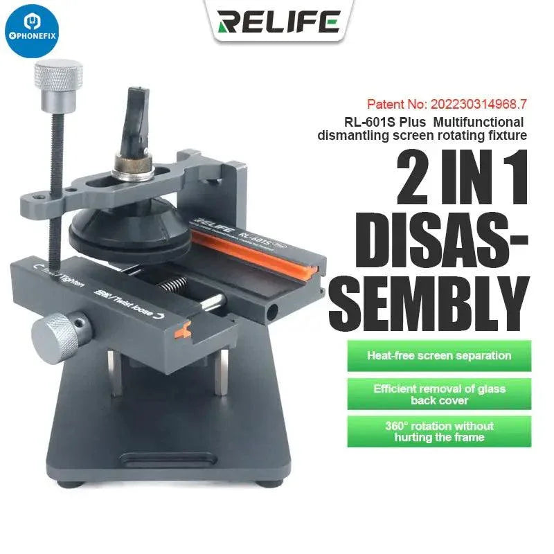 PHONEFIX universal holder fixture for iPhone back rear glass removal, screen opening tool for phone repair.